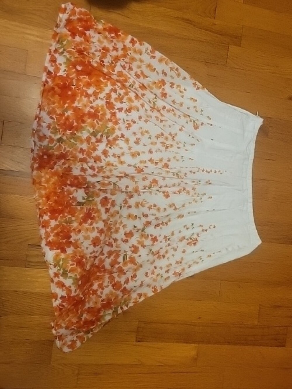 Andre Oliver White Skirt with Orange Floral Border